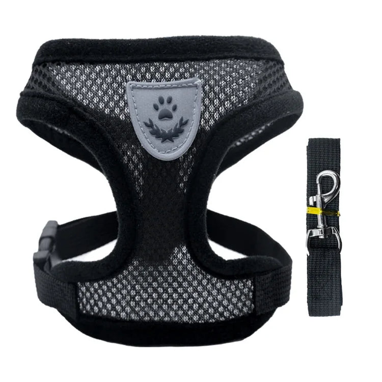 Adjustable Mesh Pet Collar Harness with Leash