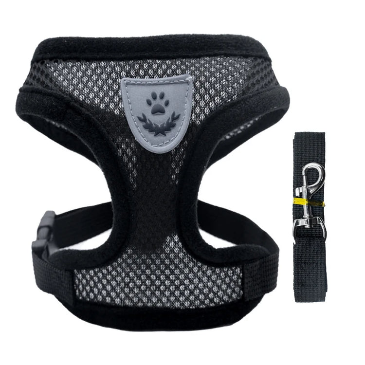 Adjustable Mesh Pet Collar Harness with Leash
