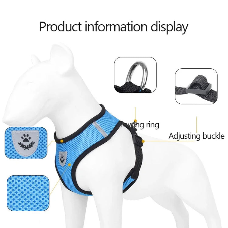 Adjustable Mesh Pet Collar Harness with Leash
