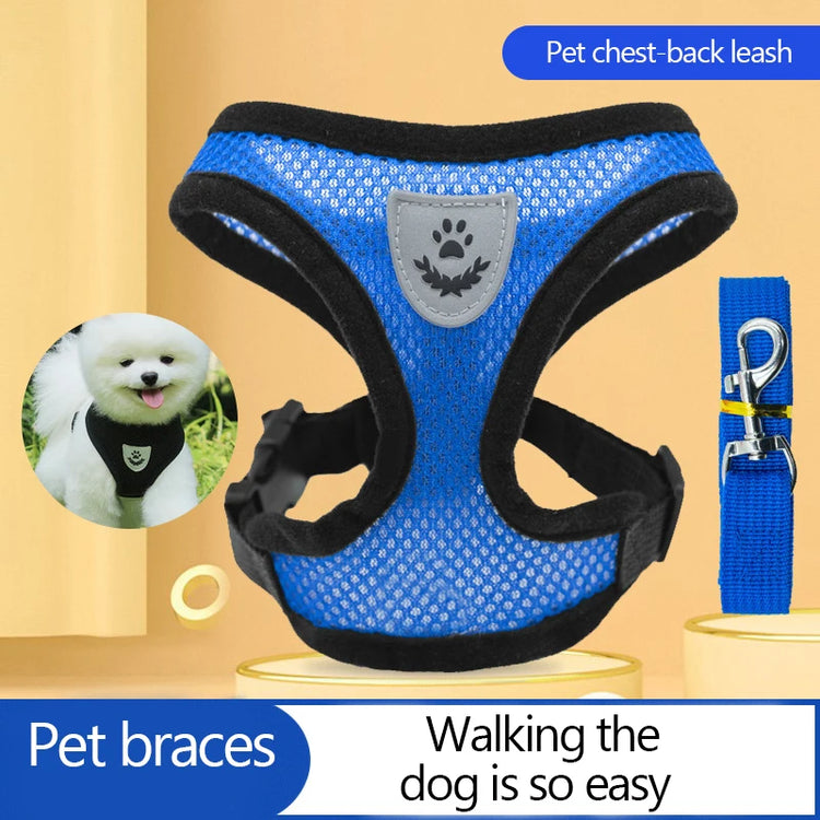 Adjustable Mesh Pet Collar Harness with Leash