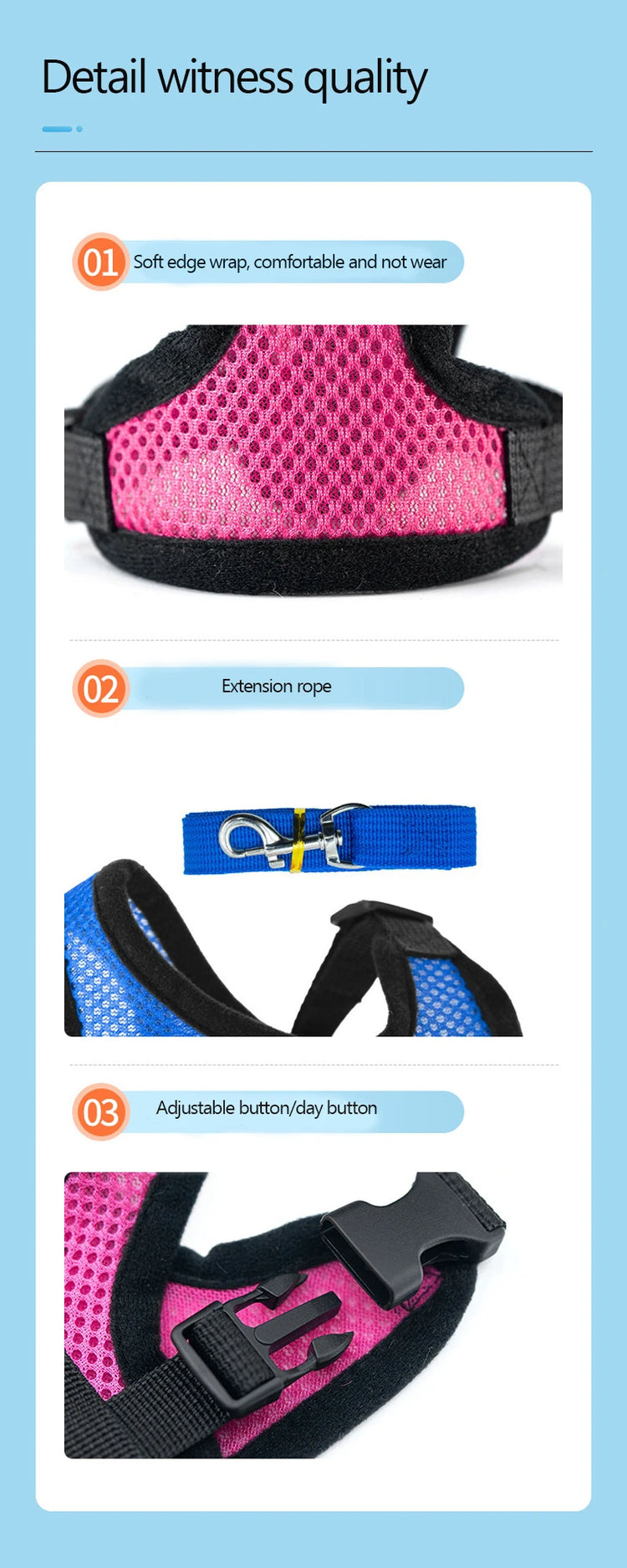 Adjustable Mesh Pet Collar Harness with Leash
