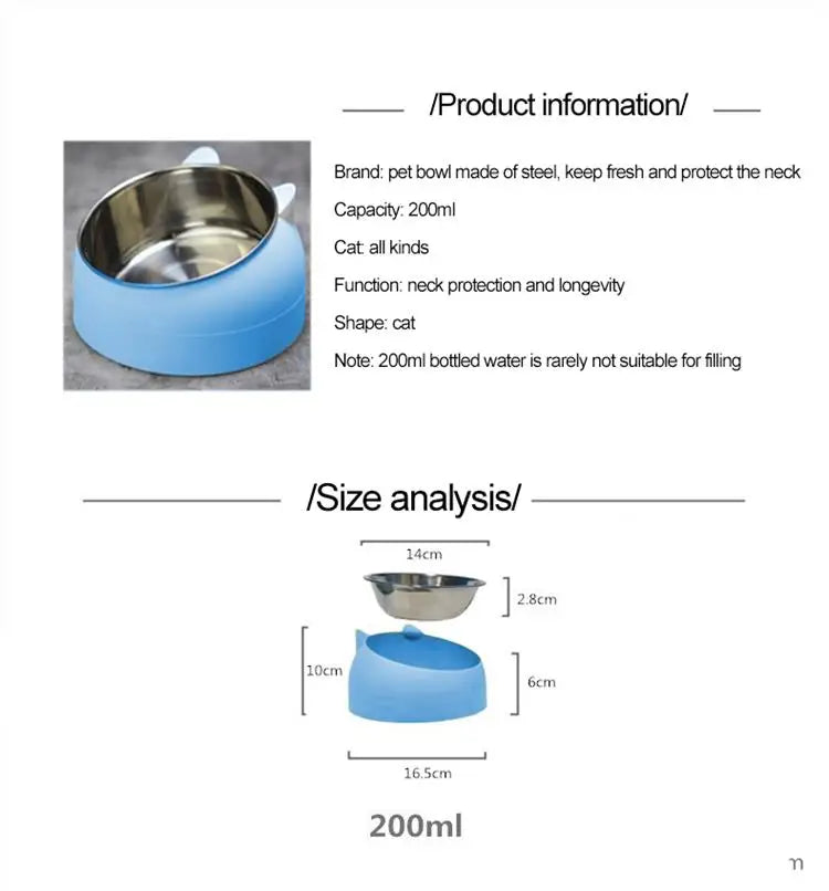 Stainless Steel Inclined Pet Bowl