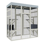 62.6 Gray Wooden Catio Outdoor Pet Enclosure With Waterproof Top, Spacious And Secure Cat House   Small Animal Cage, Black Rust-proof Metal Wire