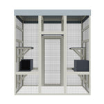 62.6 Gray Wooden Catio Outdoor Pet Enclosure With Waterproof Top, Spacious And Secure Cat House   Small Animal Cage, Black Rust-proof Metal Wire