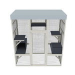 62.6 Gray Wooden Catio Outdoor Pet Enclosure With Waterproof Top, Spacious And Secure Cat House   Small Animal Cage, Black Rust-proof Metal Wire