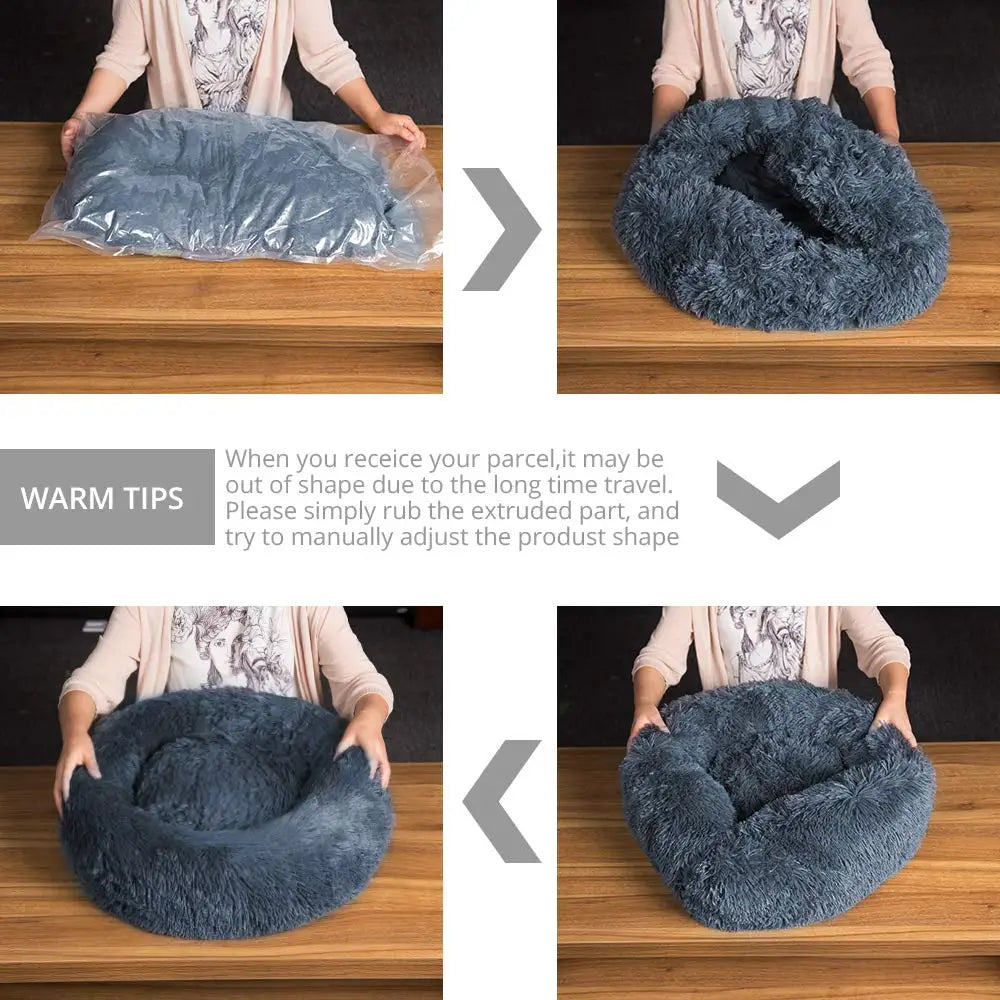 Round Plush Pet Bed (40–90cm)