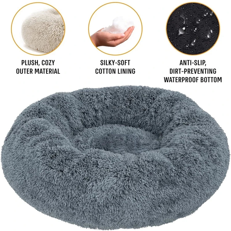 Round Plush Pet Bed (40–90cm)