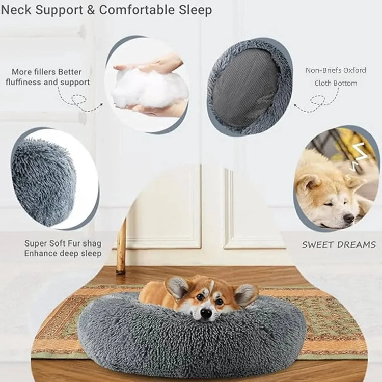 Round Plush Pet Bed (40–90cm)
