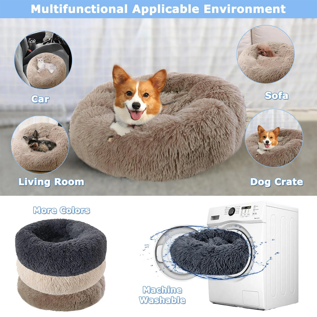 Round Plush Pet Bed (40–90cm)