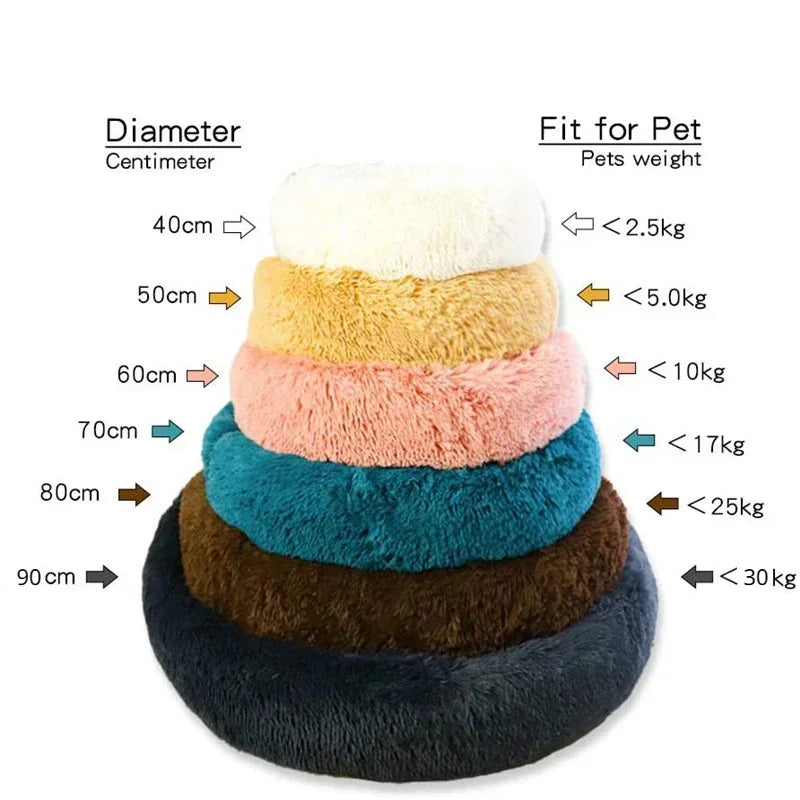 Round Plush Pet Bed (40–90cm)